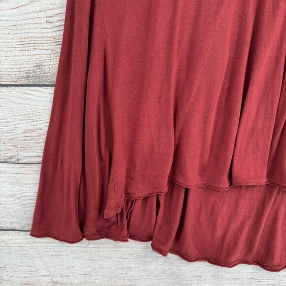 Free People Lace Trim Sleeveless V-Neck Blouse Womens Large Brown Red - Picture 7 of 12